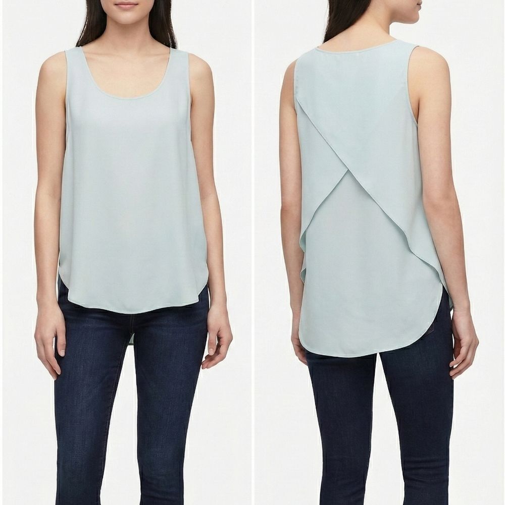 Banana Republic Pastel Mint Green Tulip Crossover Back Sleeveless Blouse S Work
